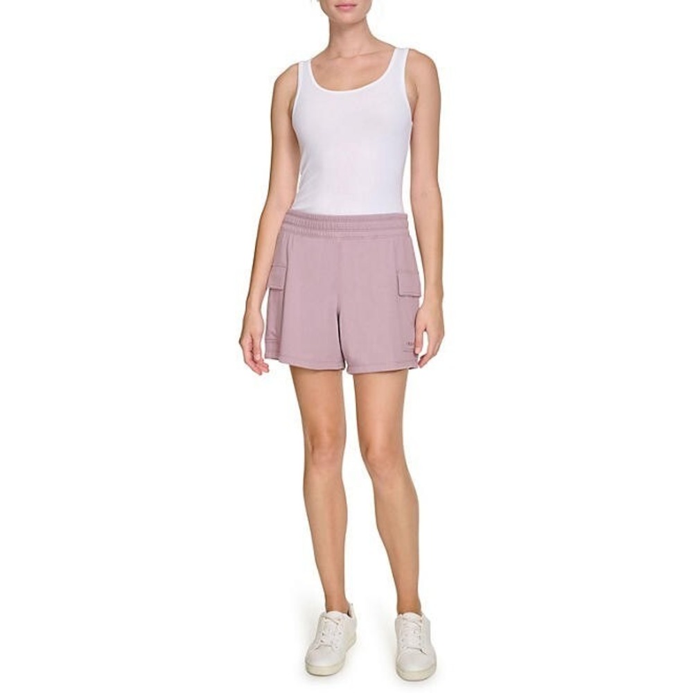 DKNY Womens Terry Cargo Short Purple Size XL Smocked Waistband NWT